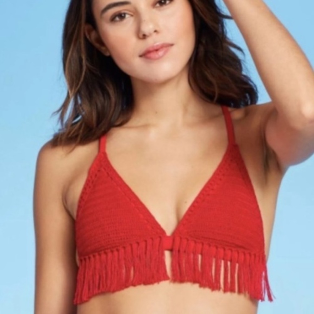 Xhilaration Women’s  bikini top, fringe red‎ size Small